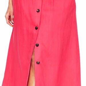 Boden Thomasina Linen Barbiecore Midi Skirt Sz 8 Boho Romantic  Minimalist Chic